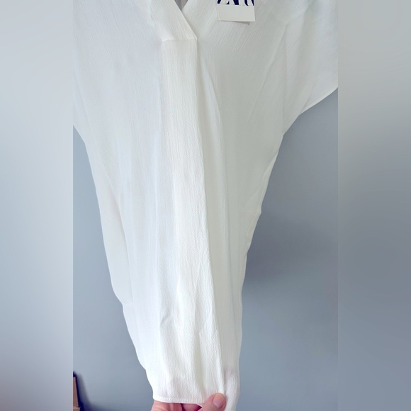 NWT Zara sz small white Dolman Sleeve Tunic Mandarin Collar Blouse - Picture 6 of 7